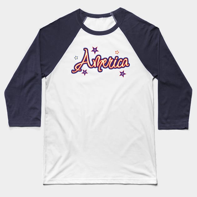 Patriotic America  Graphic Baseball T-Shirt by AlondraHanley